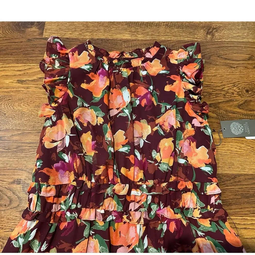 Vince Camuto Autumn Floral Chiffon Maxi Dress Size 12 NWT Wedding Guest Elegant - Picture 6 of 13